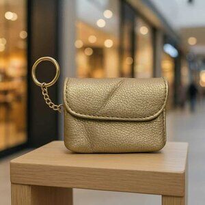 Gold Metallic Mini Crossbody / Clutch with Key Ring – Evening or Casual Bag